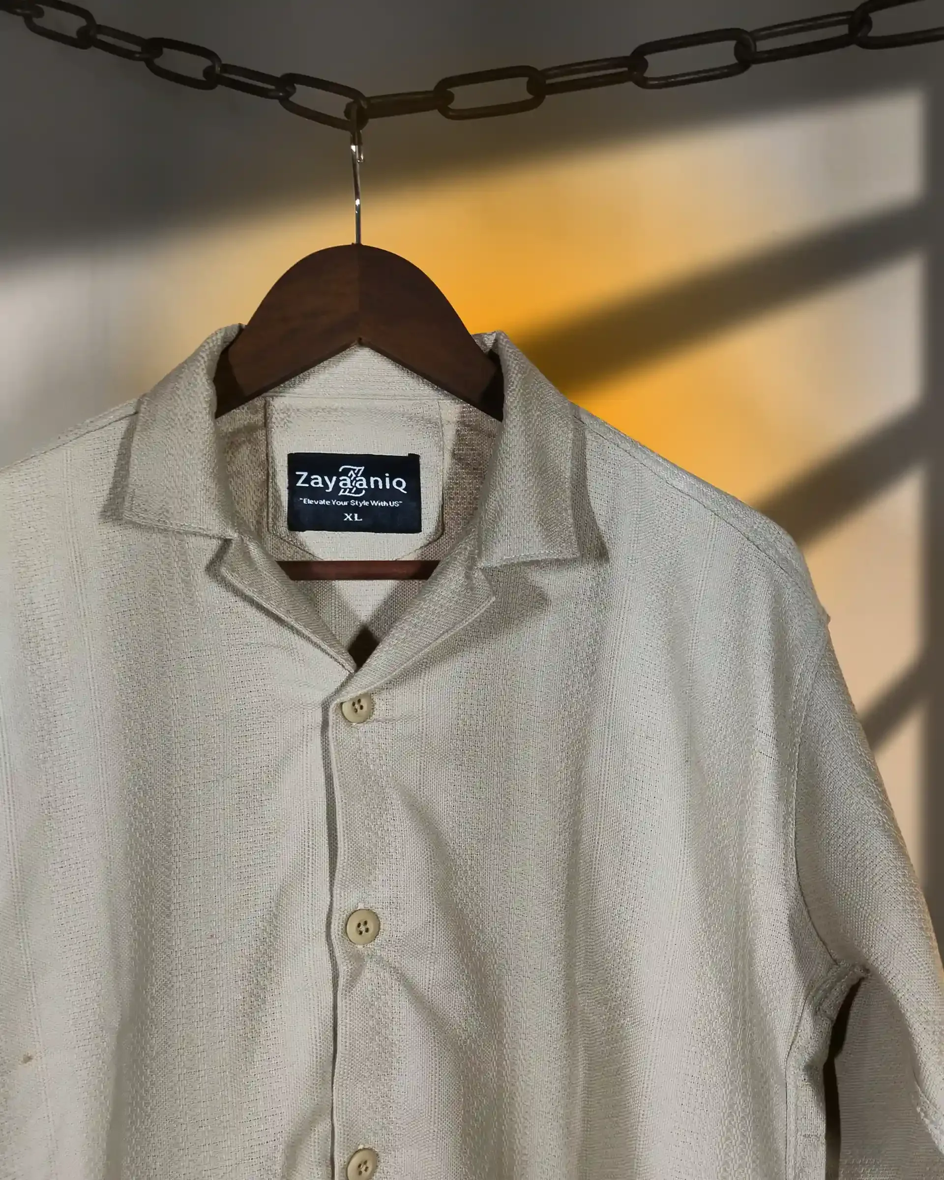 Textured Beige Cuban Collar view 4