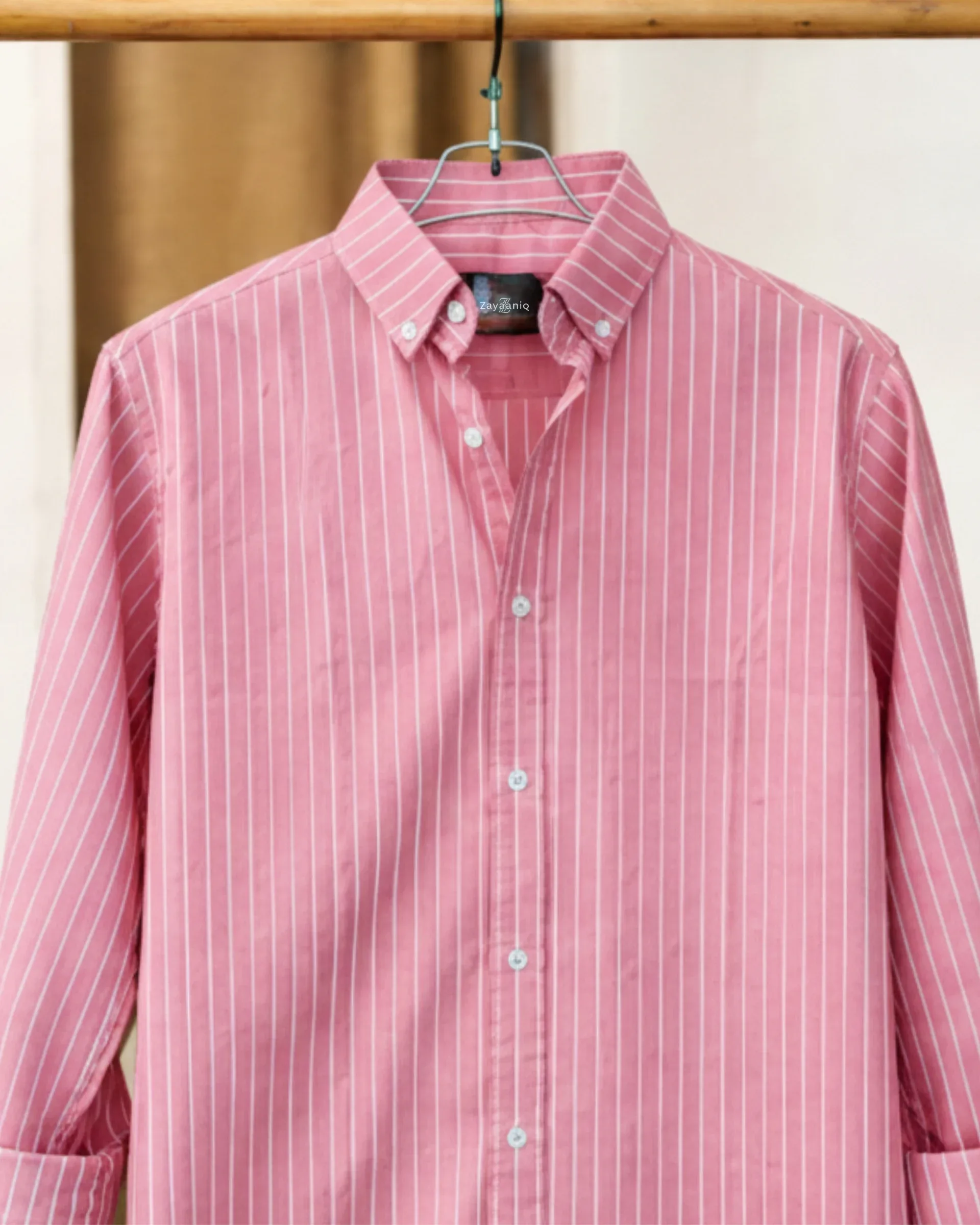 Dusty Rose & White Pinstriped