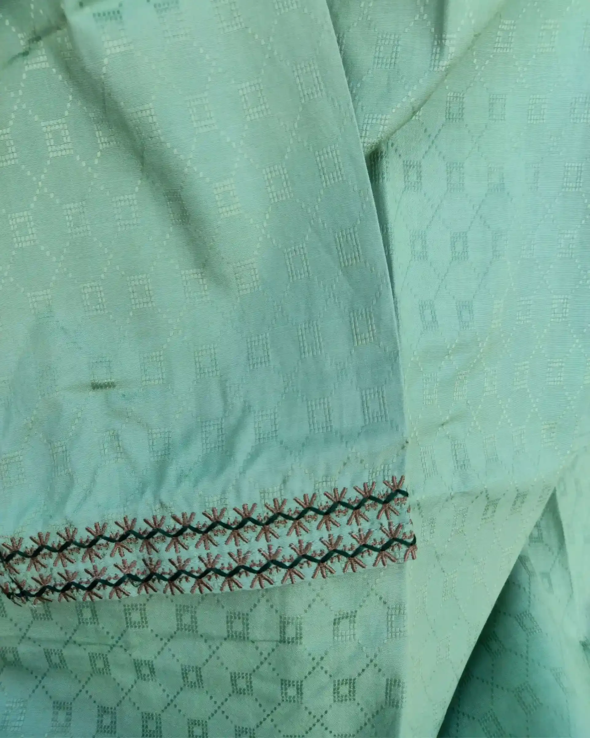 Mint Green Jacquard Embroidered view 3