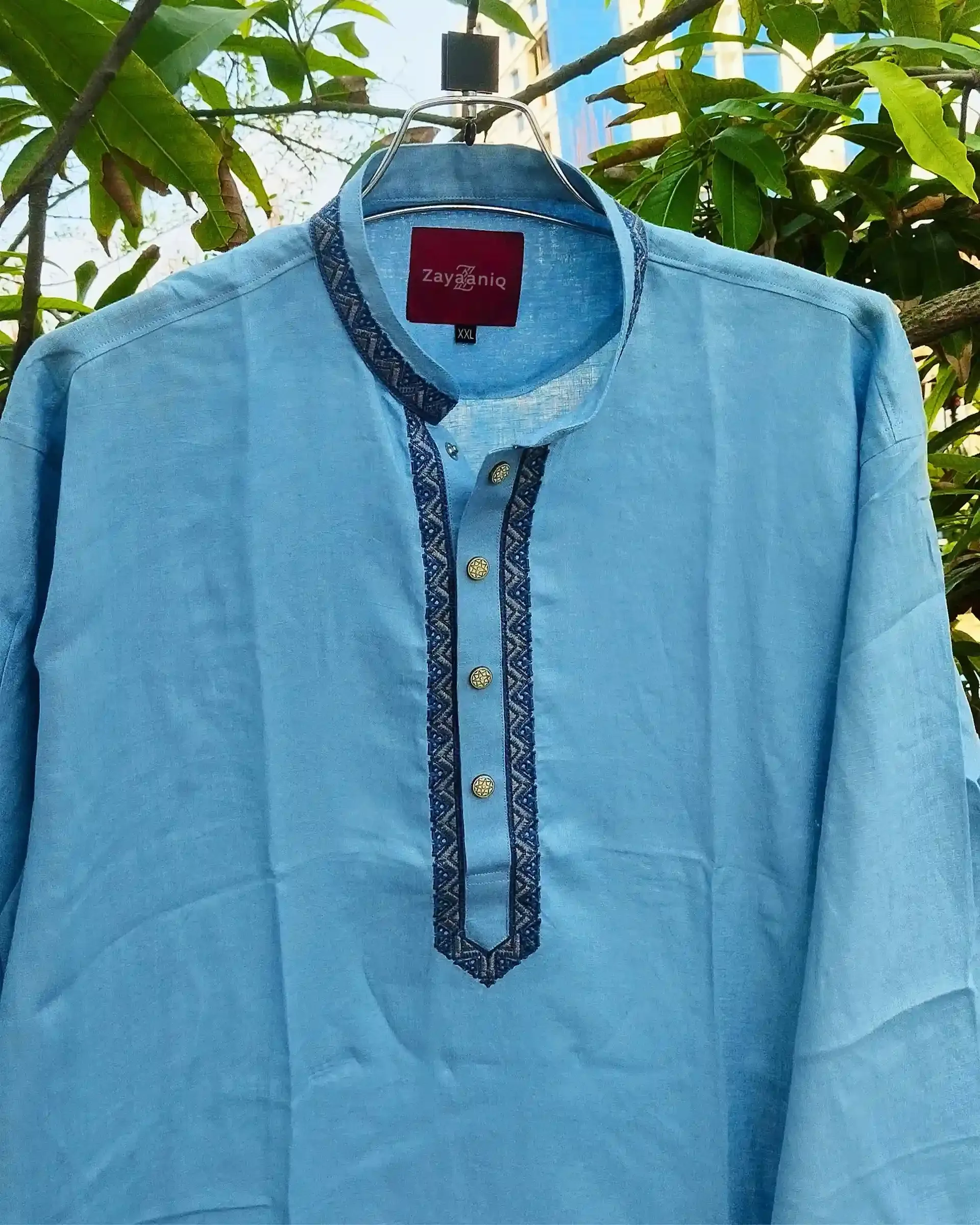 Powder Blue Embroidered