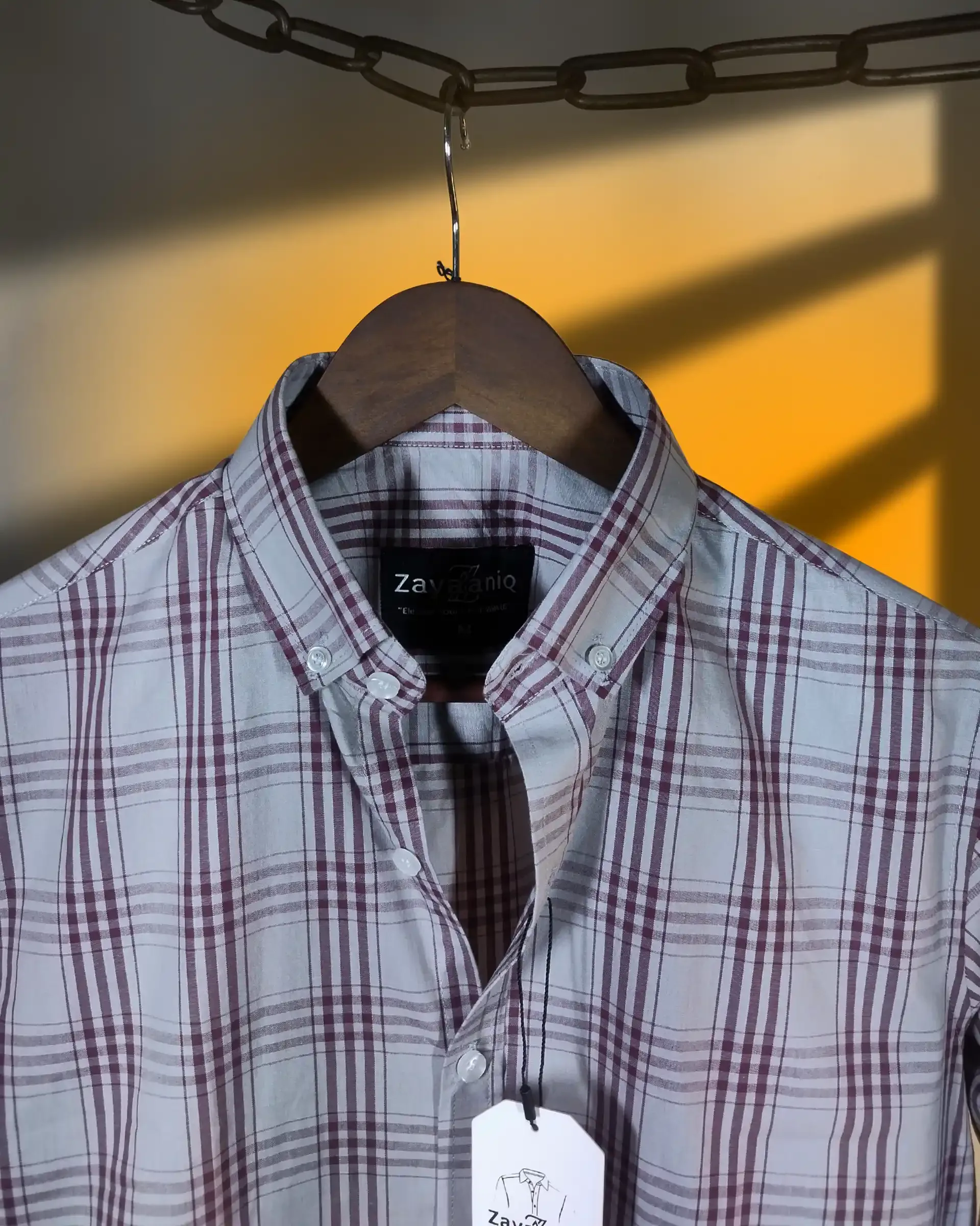 Burgundy & Light Grey Checkered