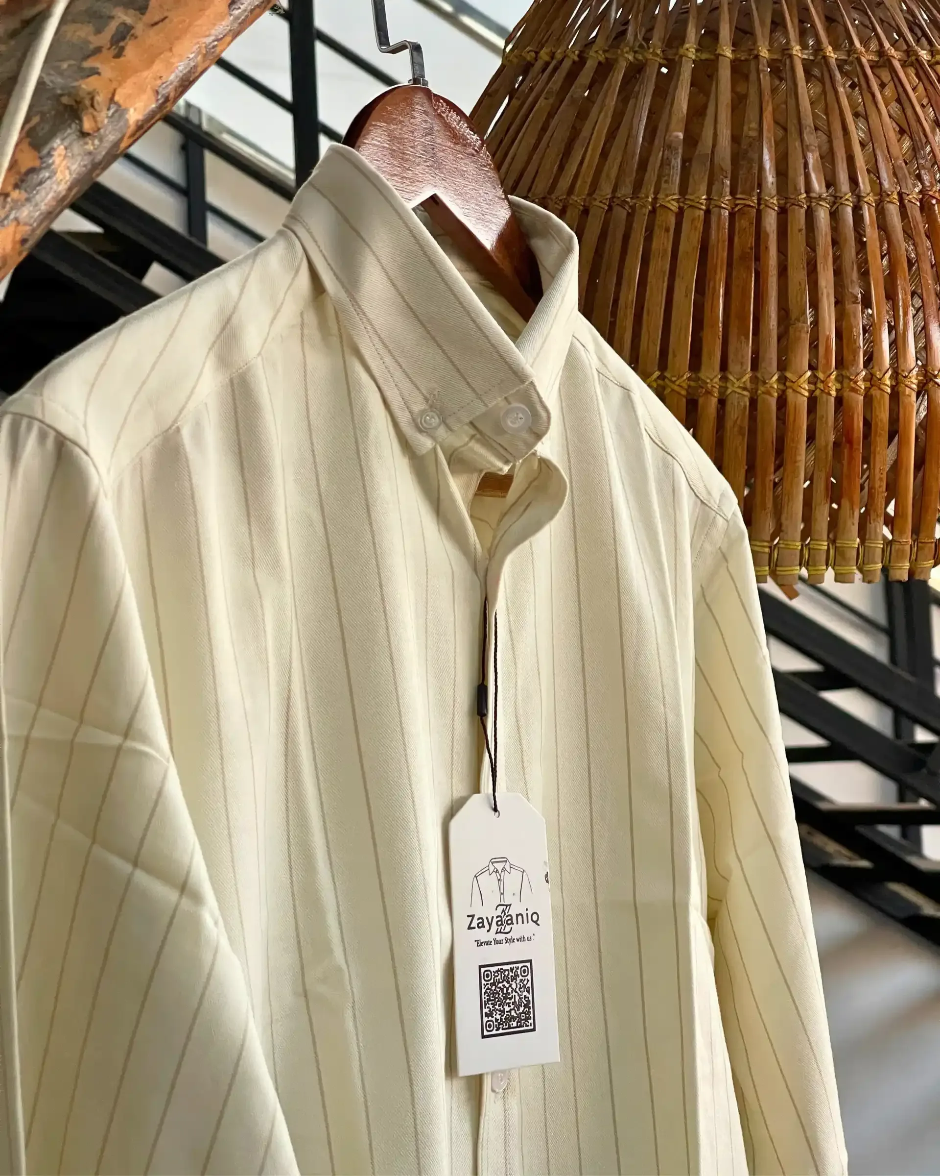 Cream Beige Pinstriped view 3