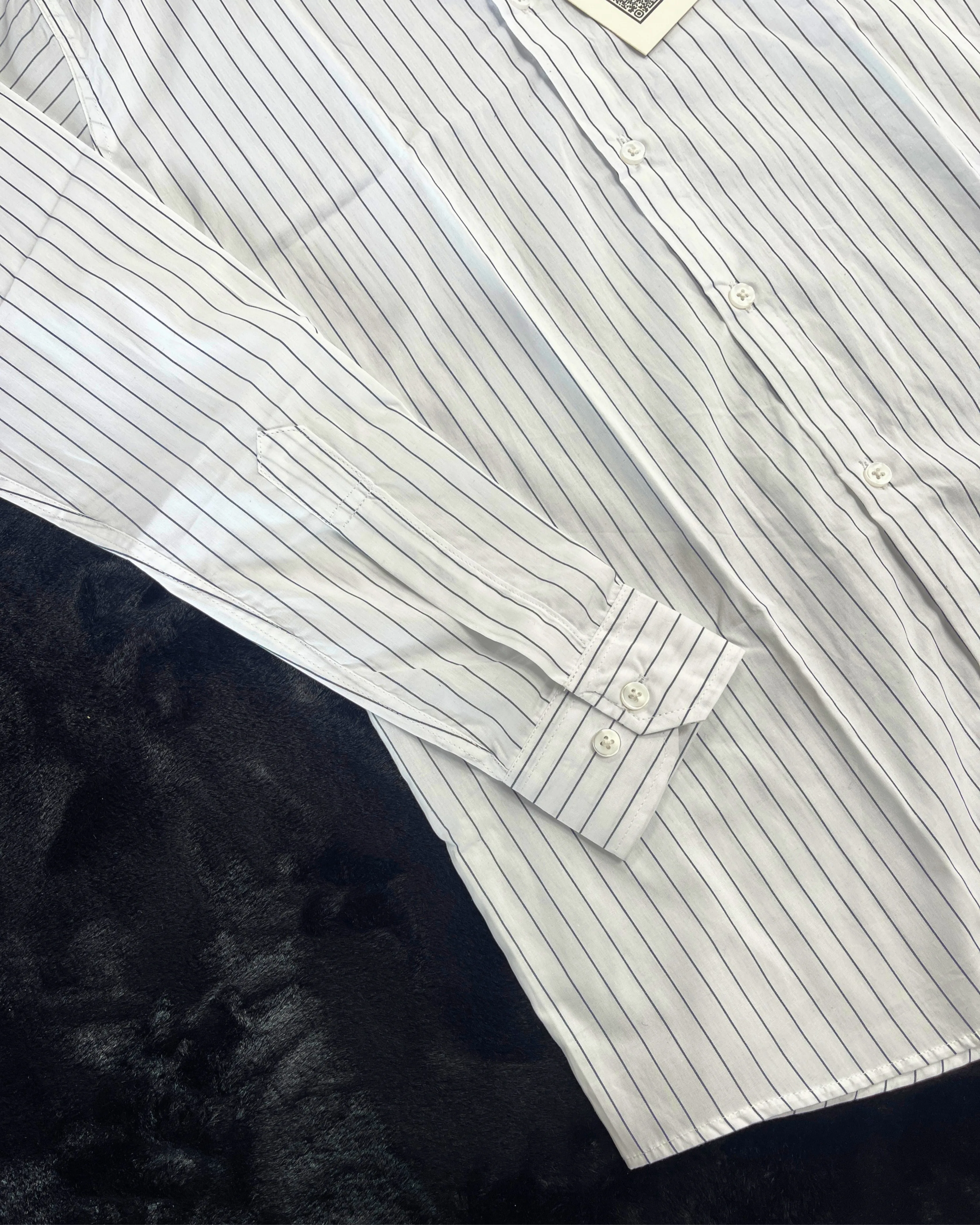 White Fine Pinstripe Premium Cotton view 3