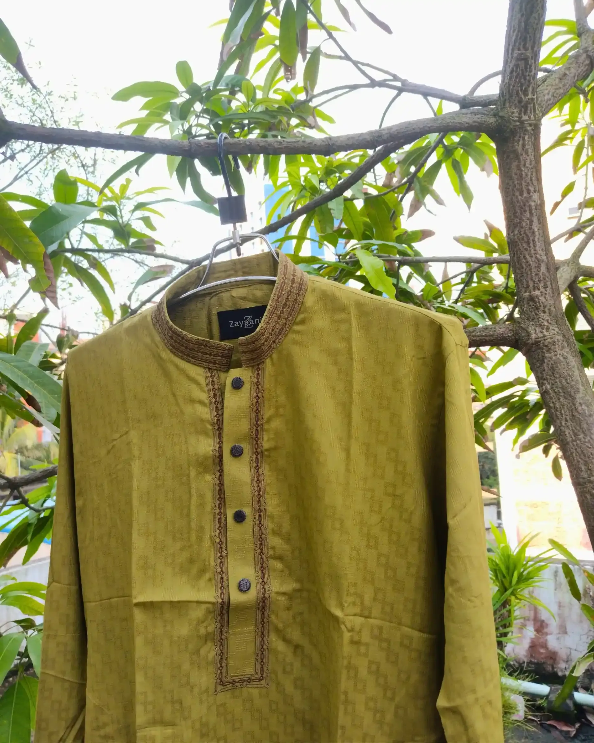 Olive Mustard Jacquard Embroidered view 2