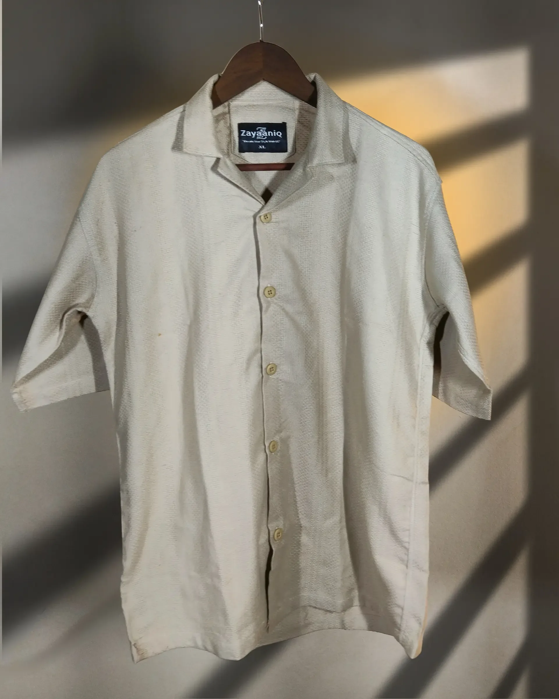 Textured Beige Cuban Collar view 3