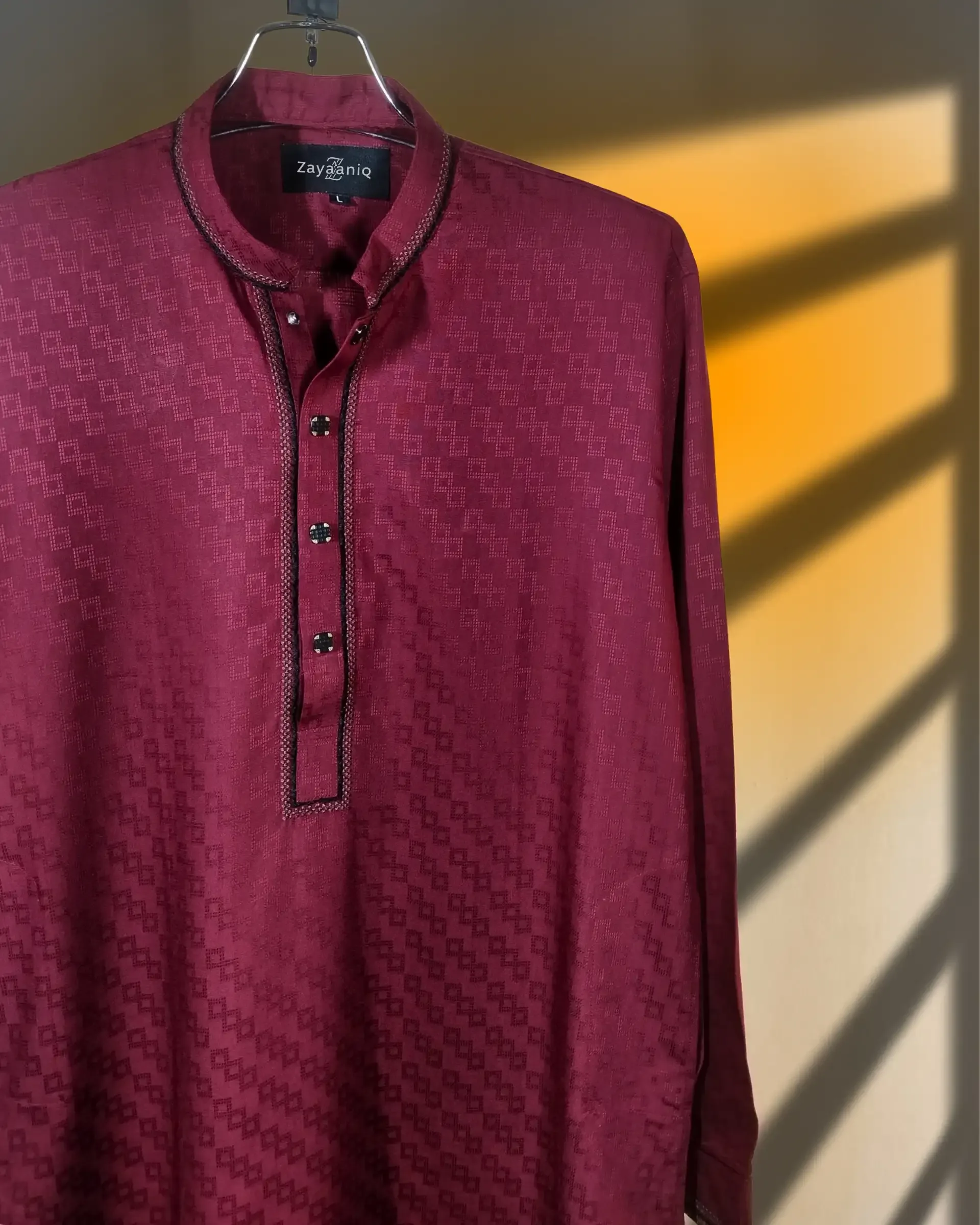 Crimson Maroon Jacquard Embroidered view 2