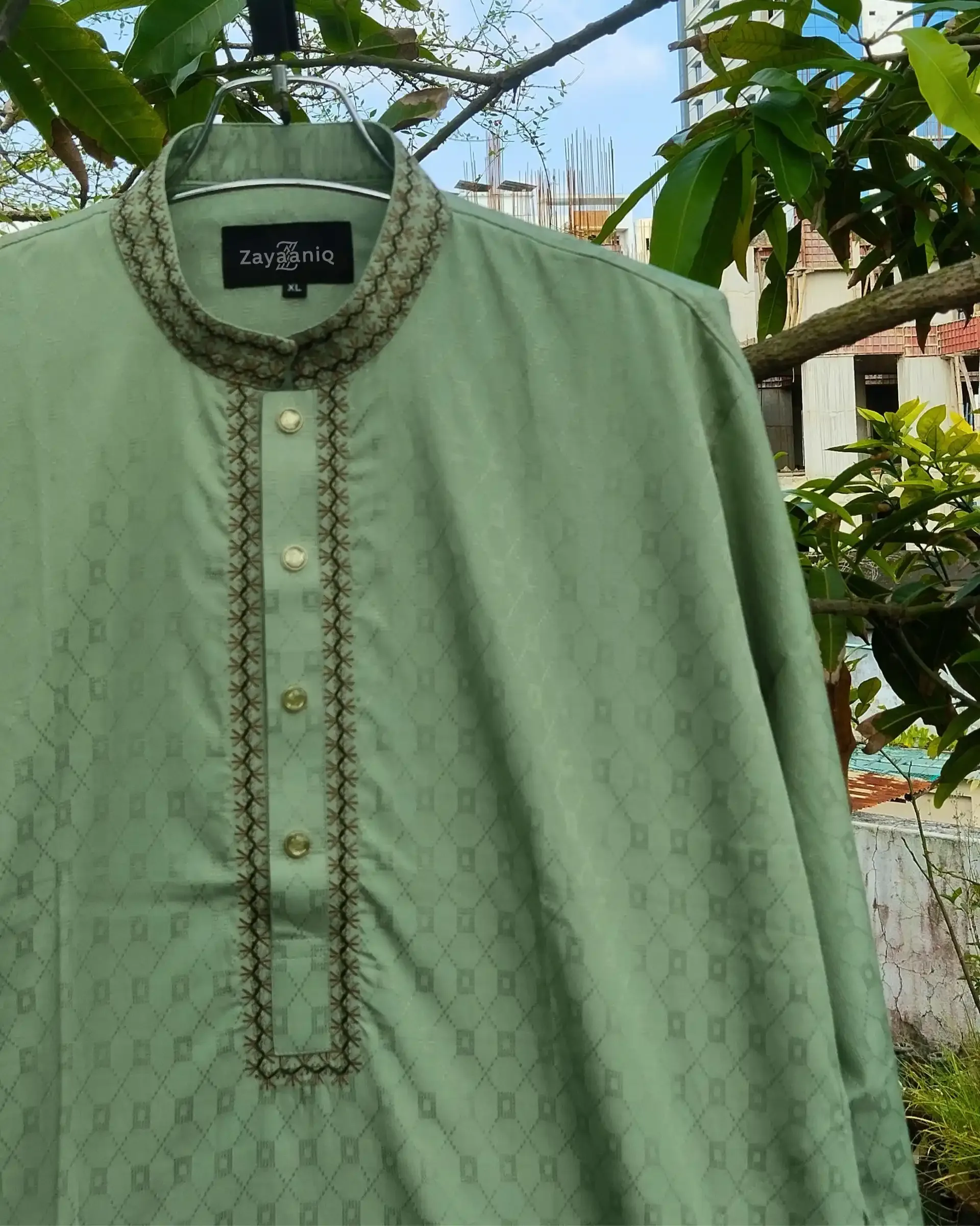 Mint Green Jacquard Embroidered view 2