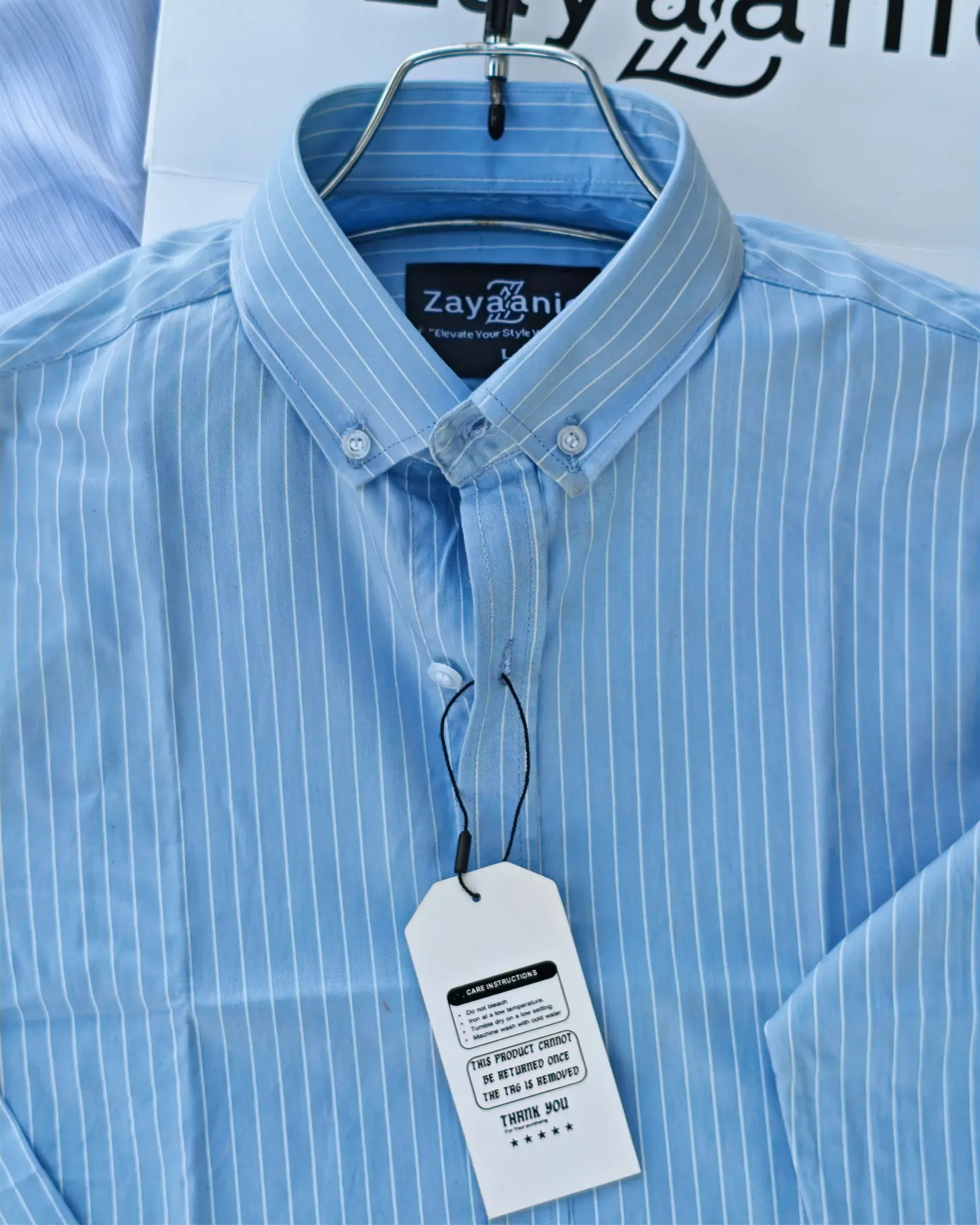 Sky Blue & White Fine Pinstriped