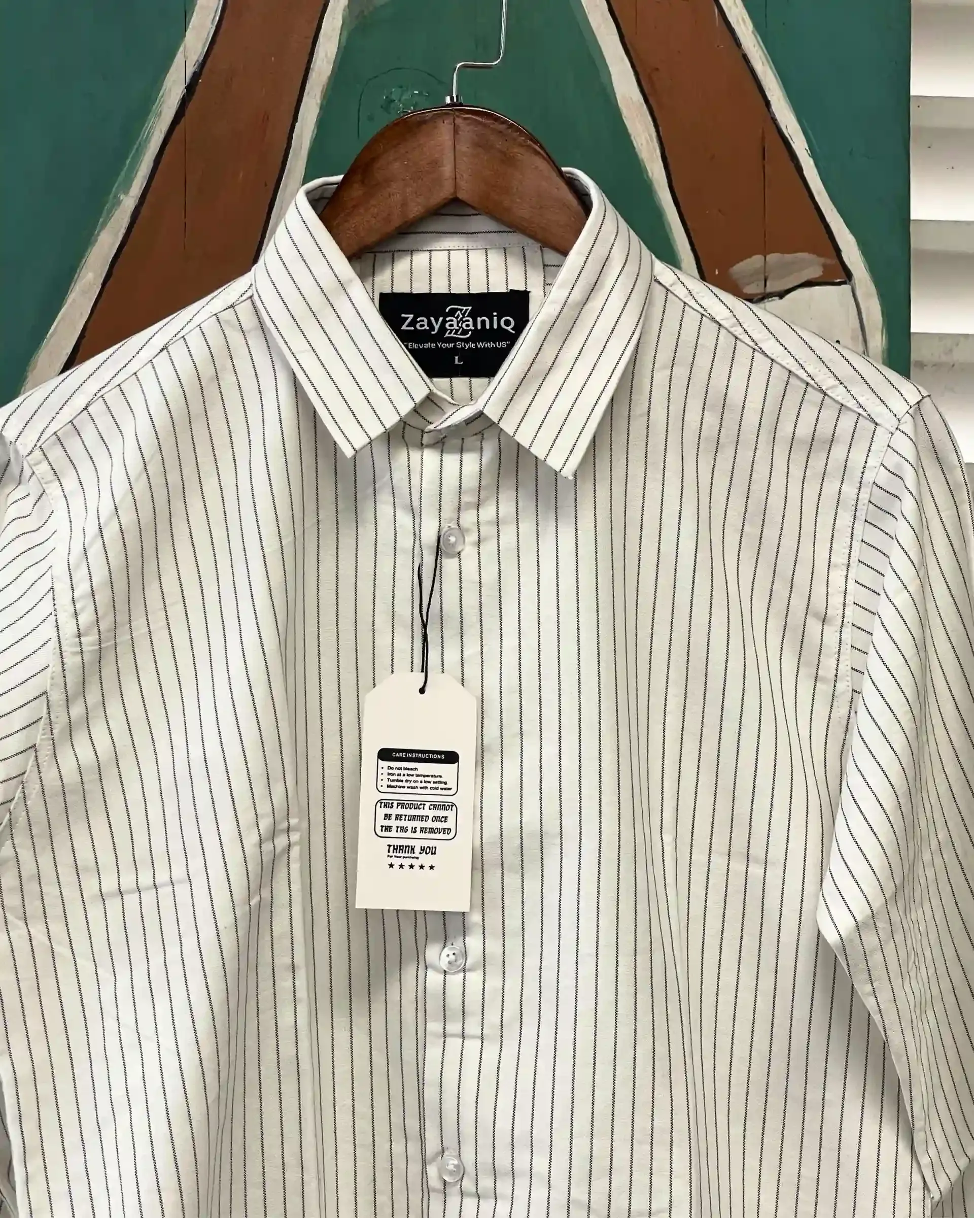 Off-White Linen-Feel Textured Striped Shirt view 3