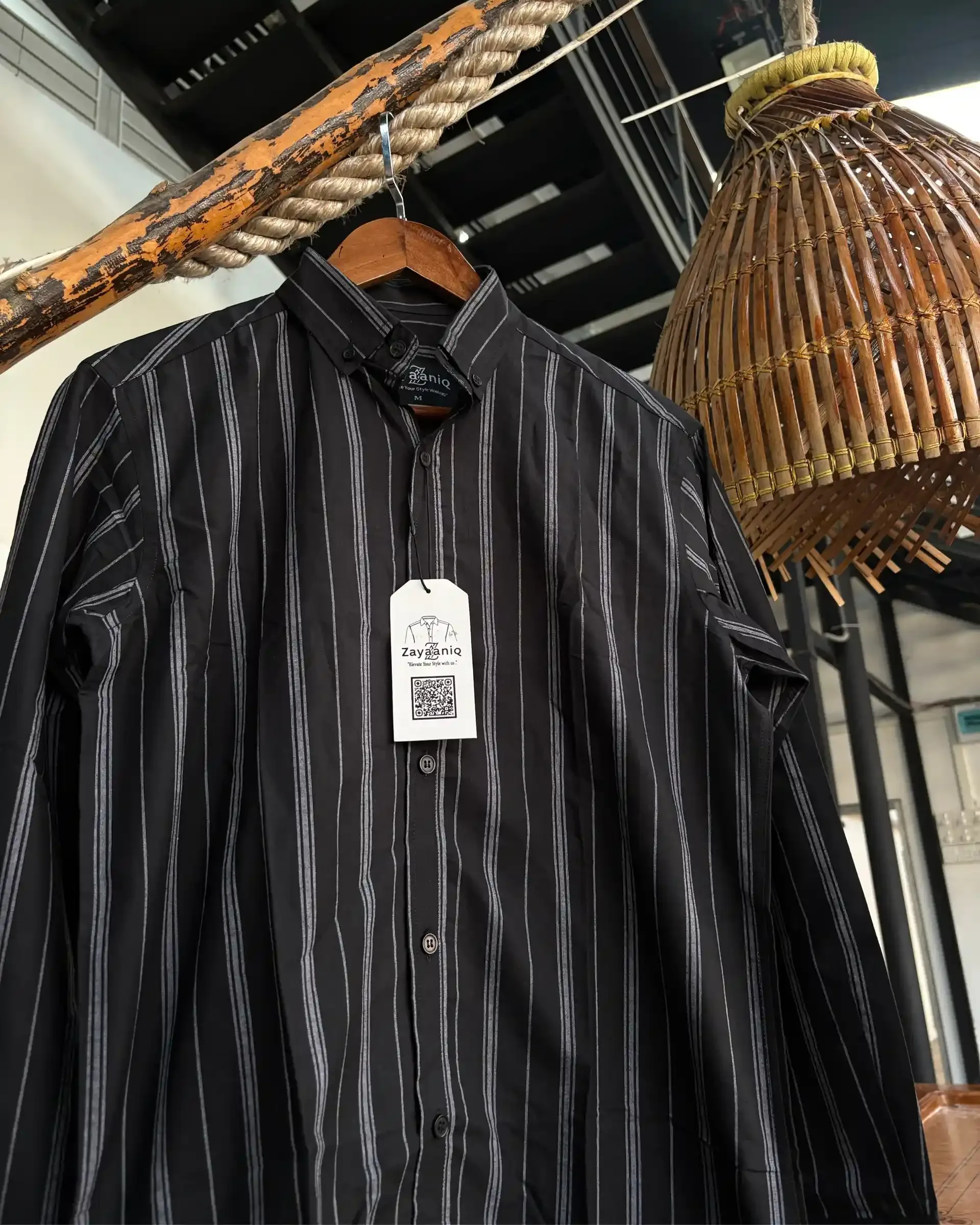 Jet Black & Grey Striped