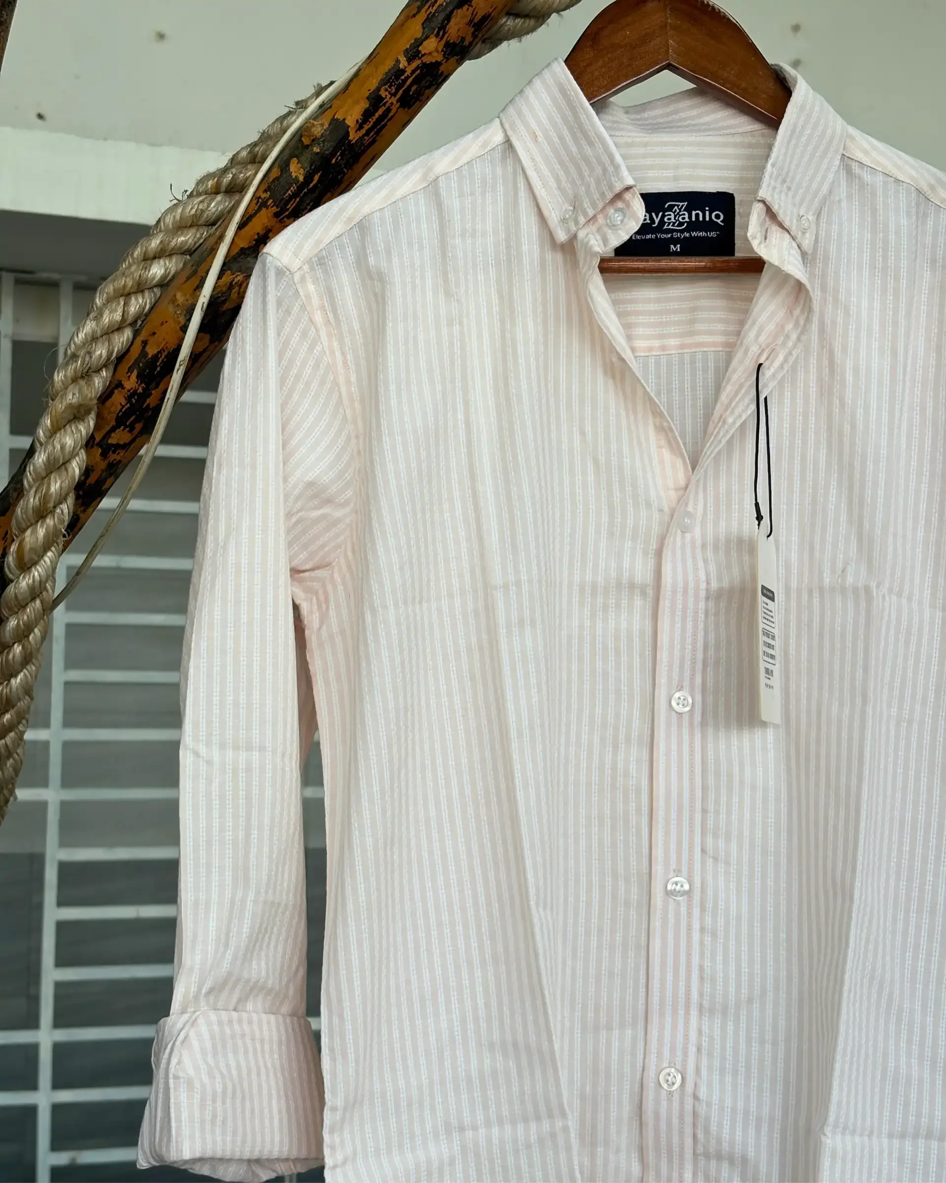 Soft Peach & Off-White Striped view 3
