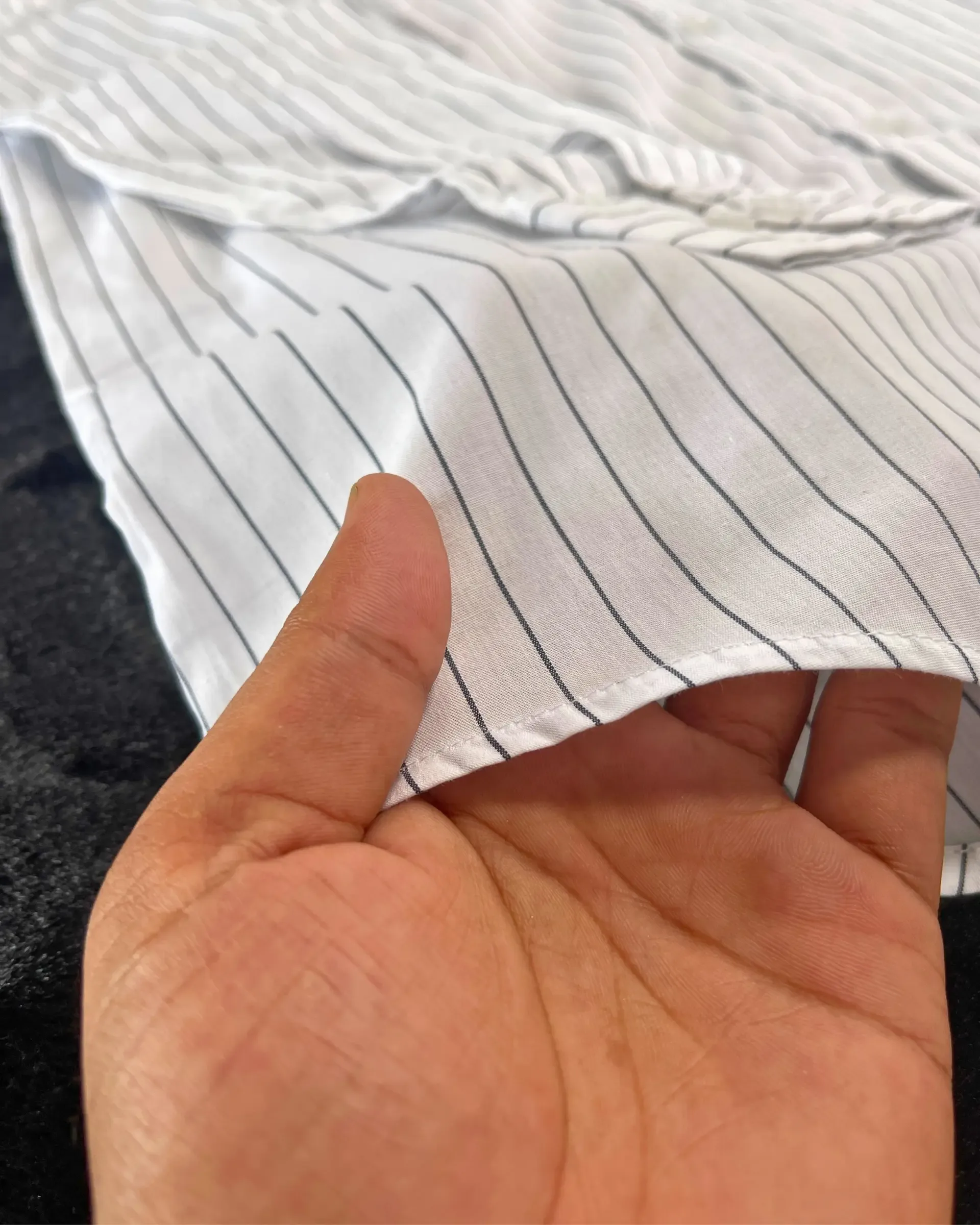 White Fine Pinstripe Premium Cotton view 2