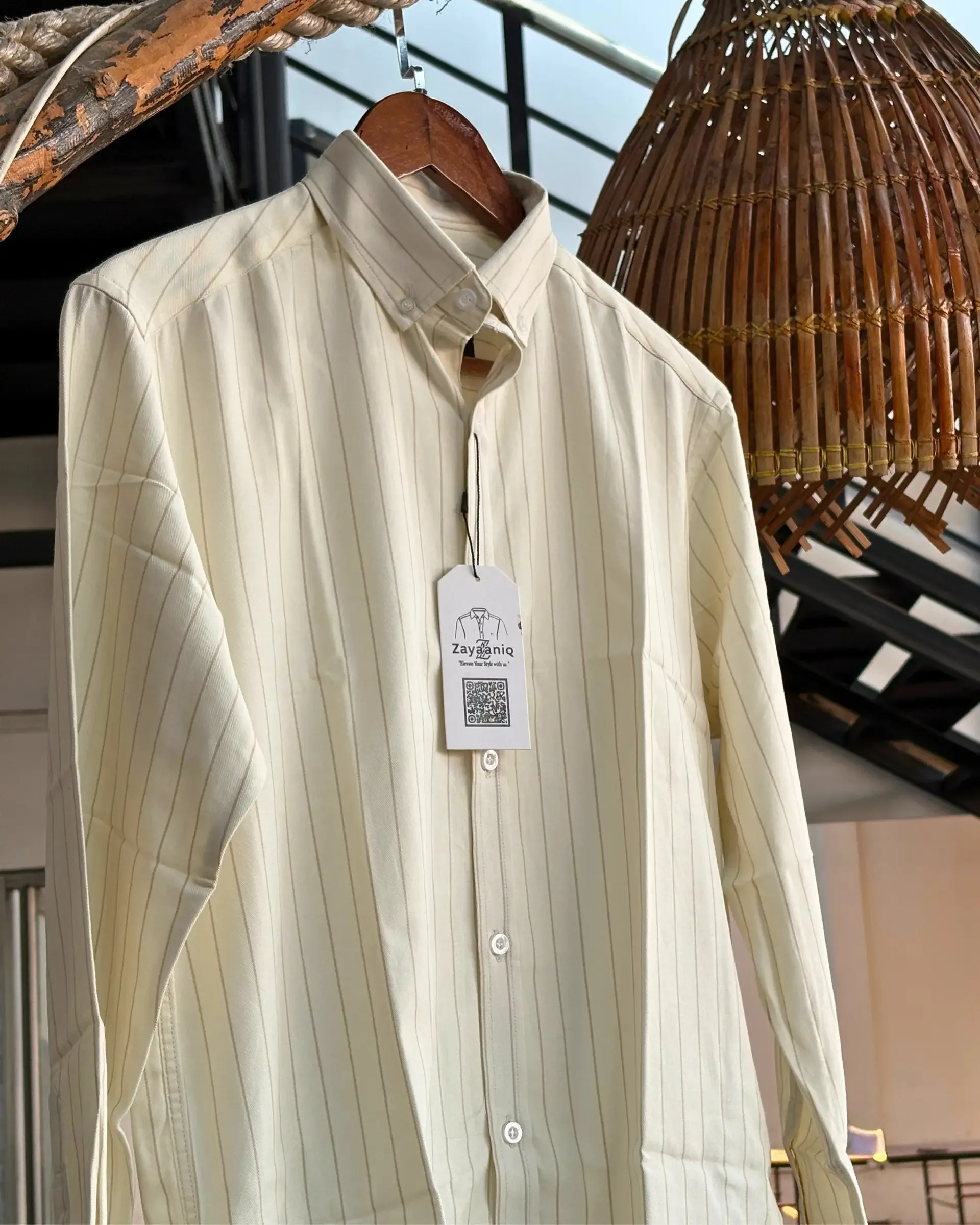 Cream Beige Pinstriped view 2