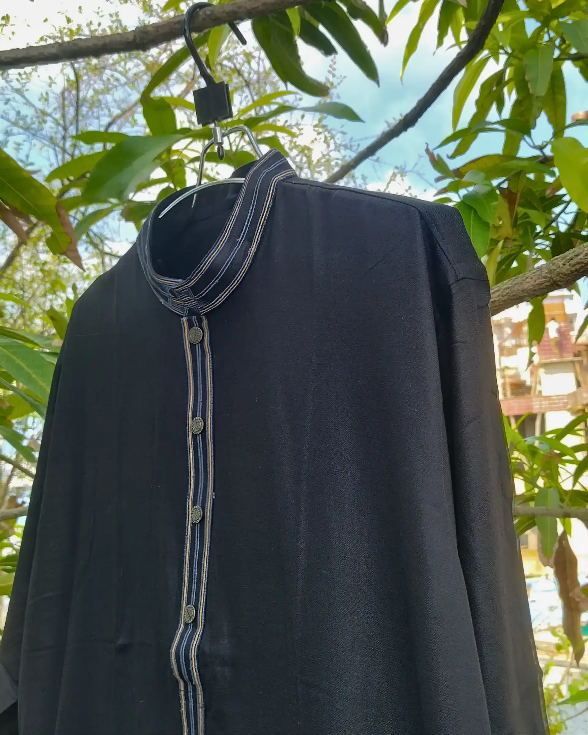 Jet Black Pinstriped Embroidered view 2