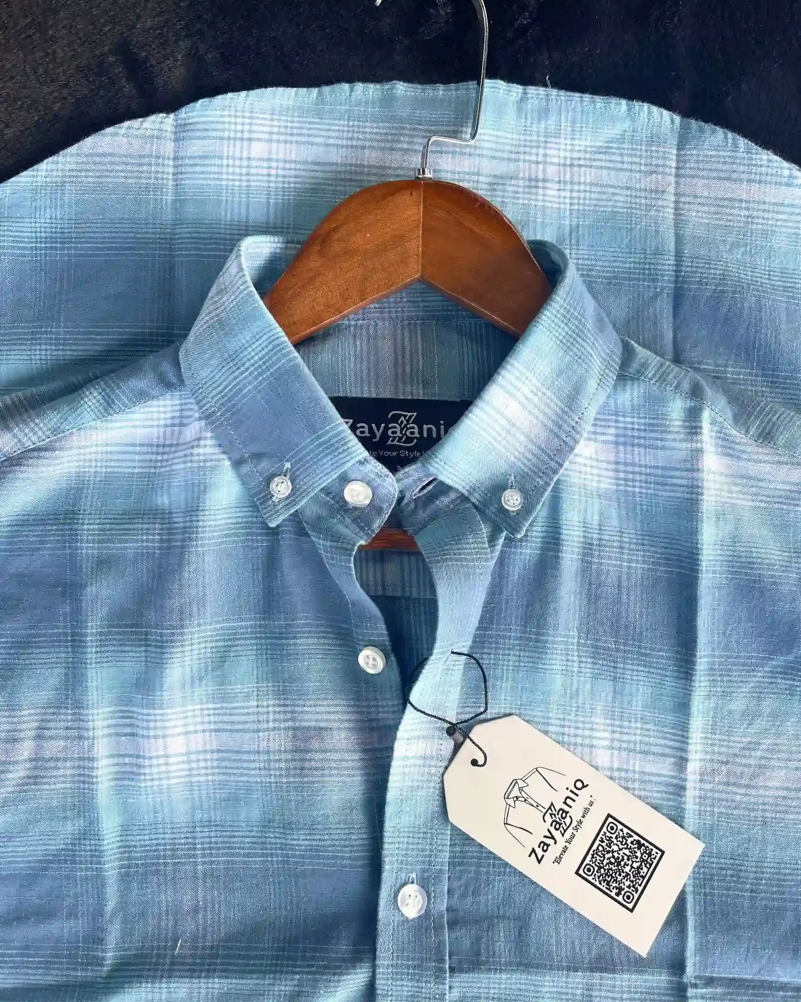 Soft Sky Blue Ombre Check view 2