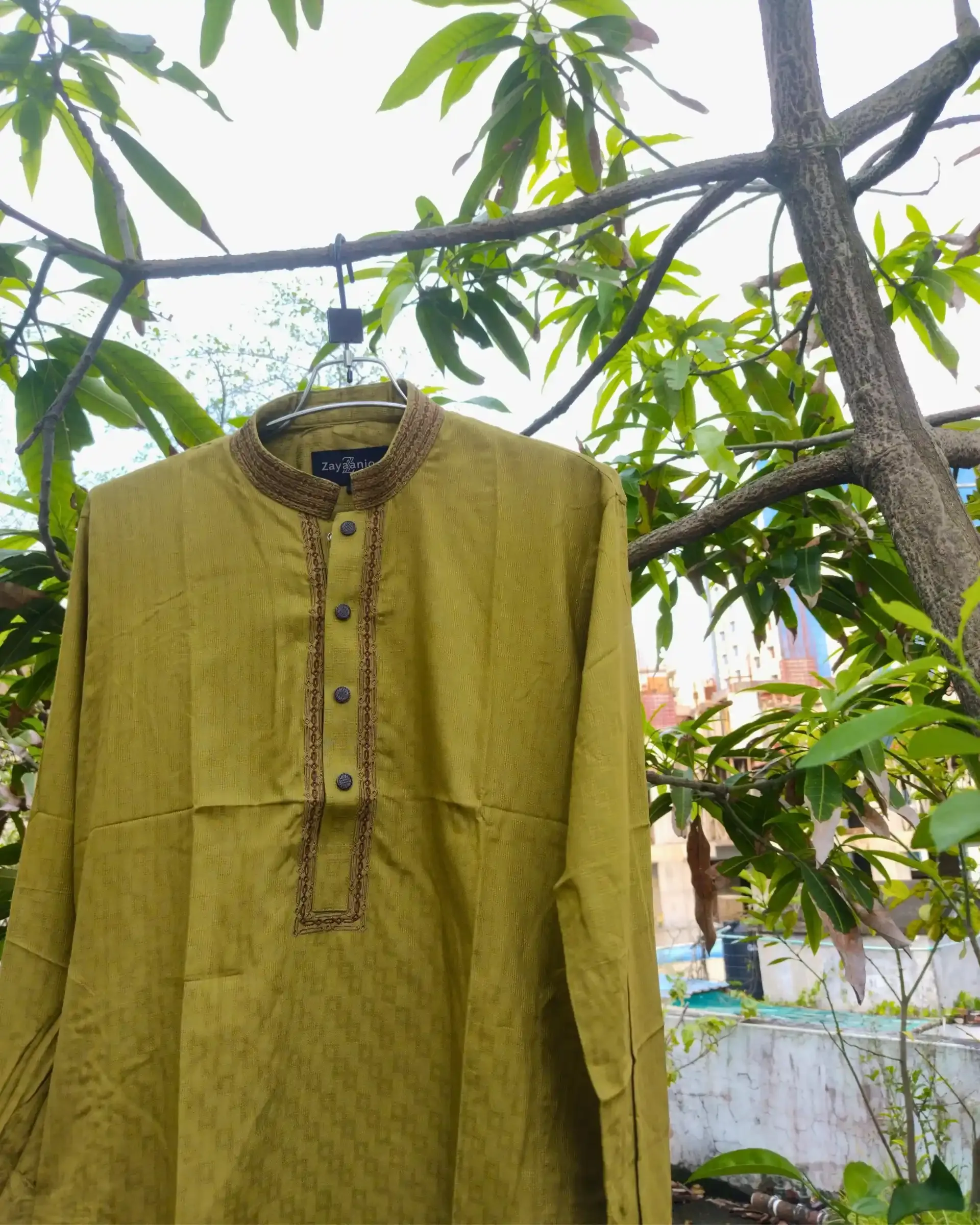 Olive Mustard Jacquard Embroidered view 3