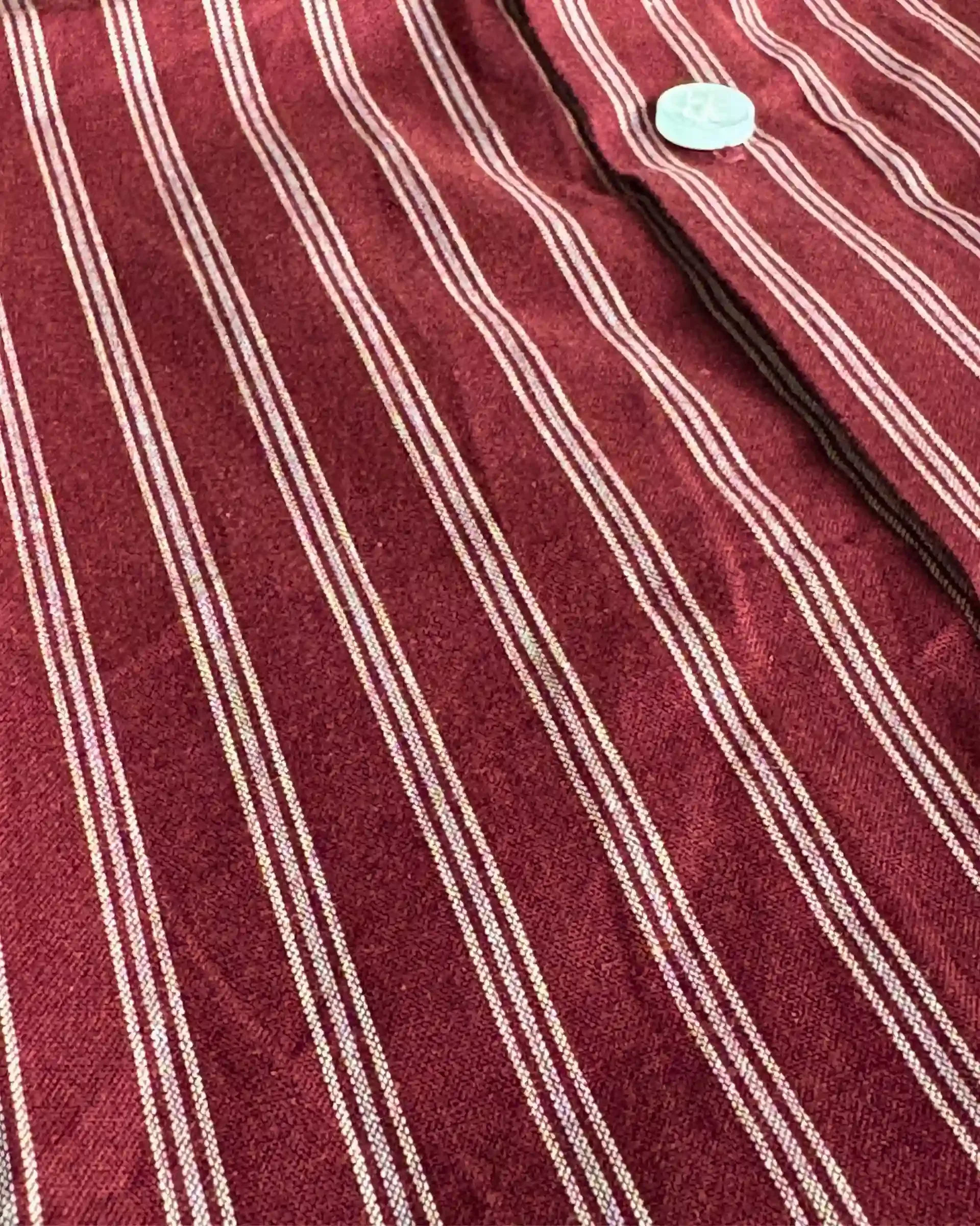 Maroon & White Striped Fine Cotton Shirt view 3