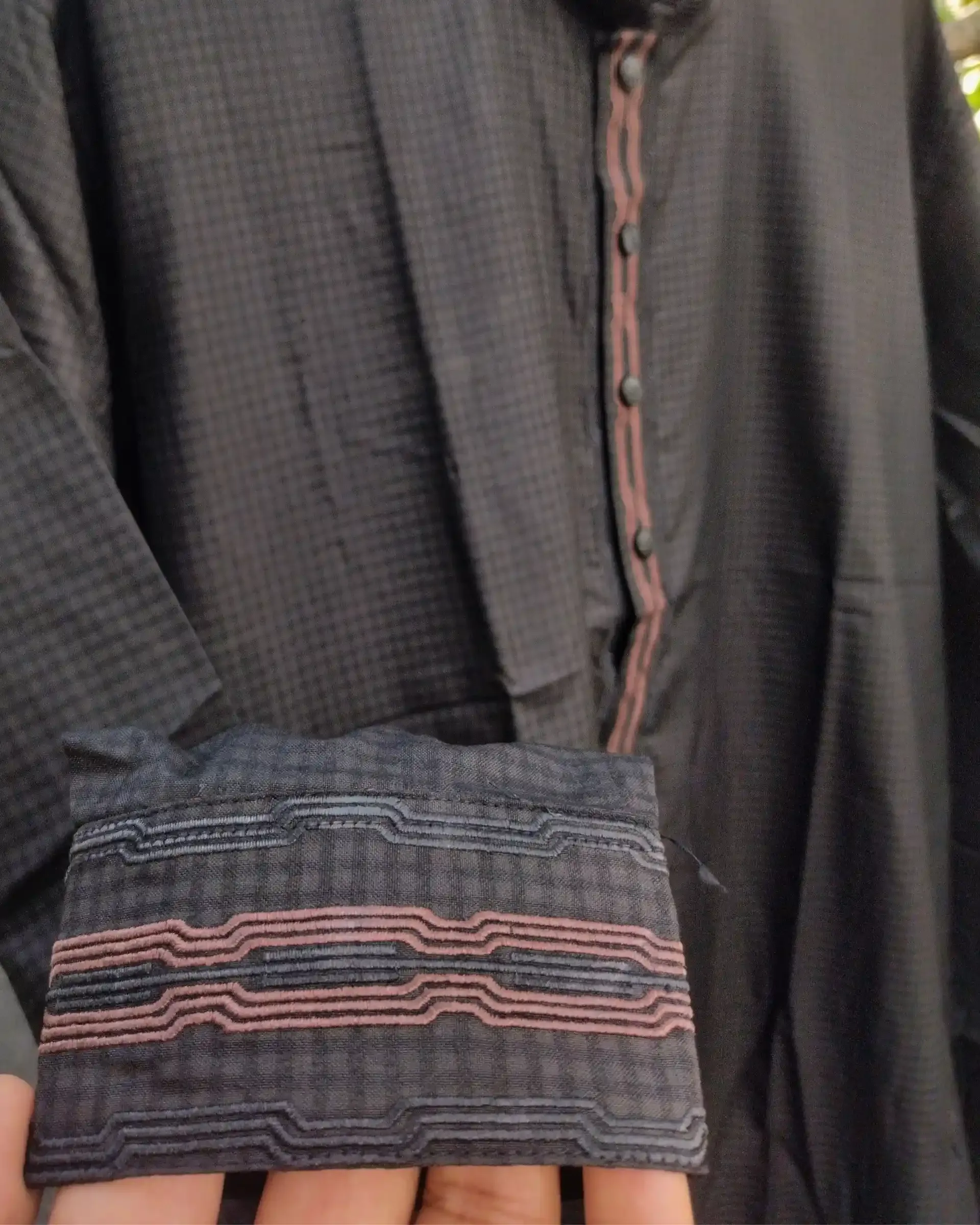 Charcoal Black Textured Embroidered view 3