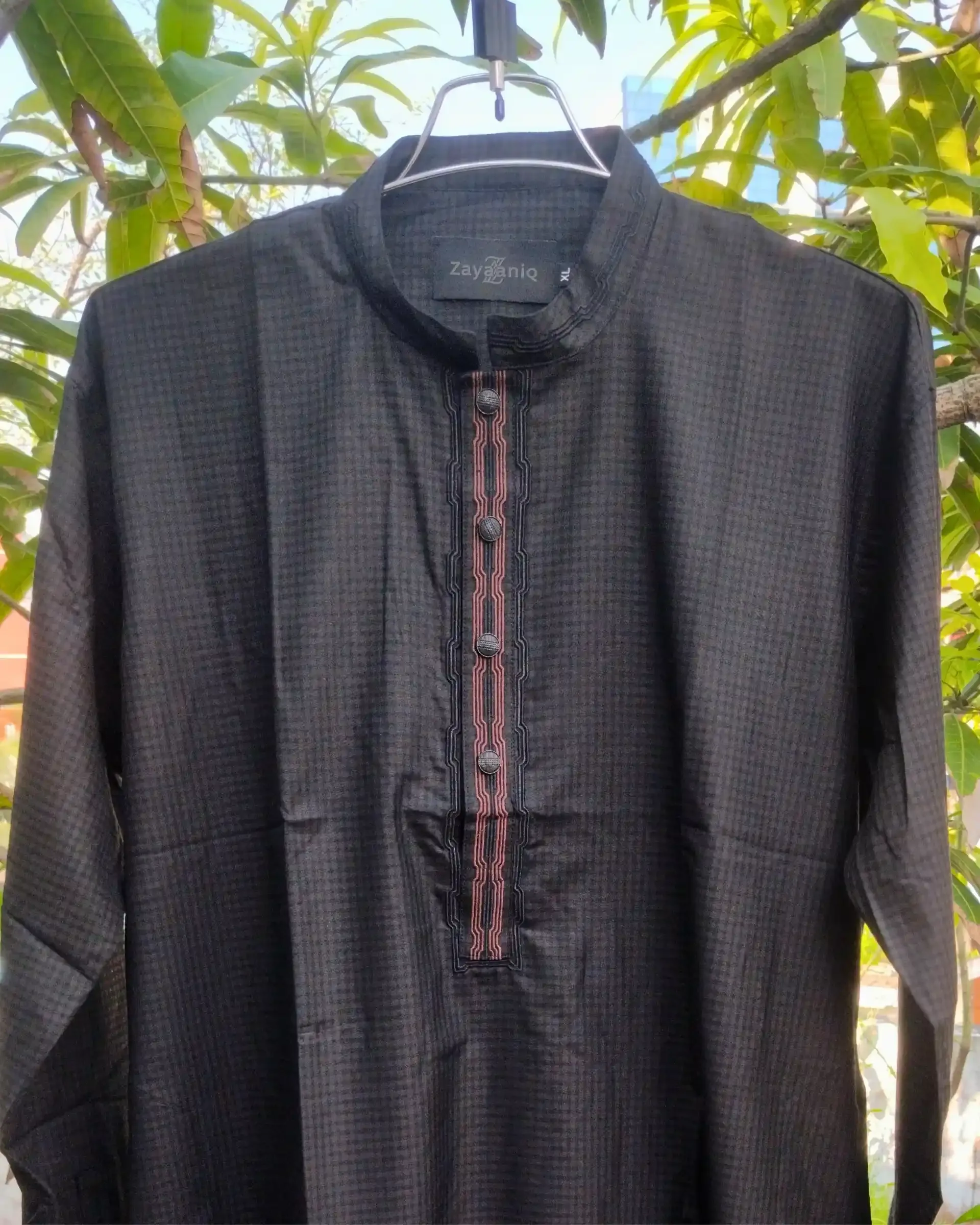 Charcoal Black Textured Embroidered view 4