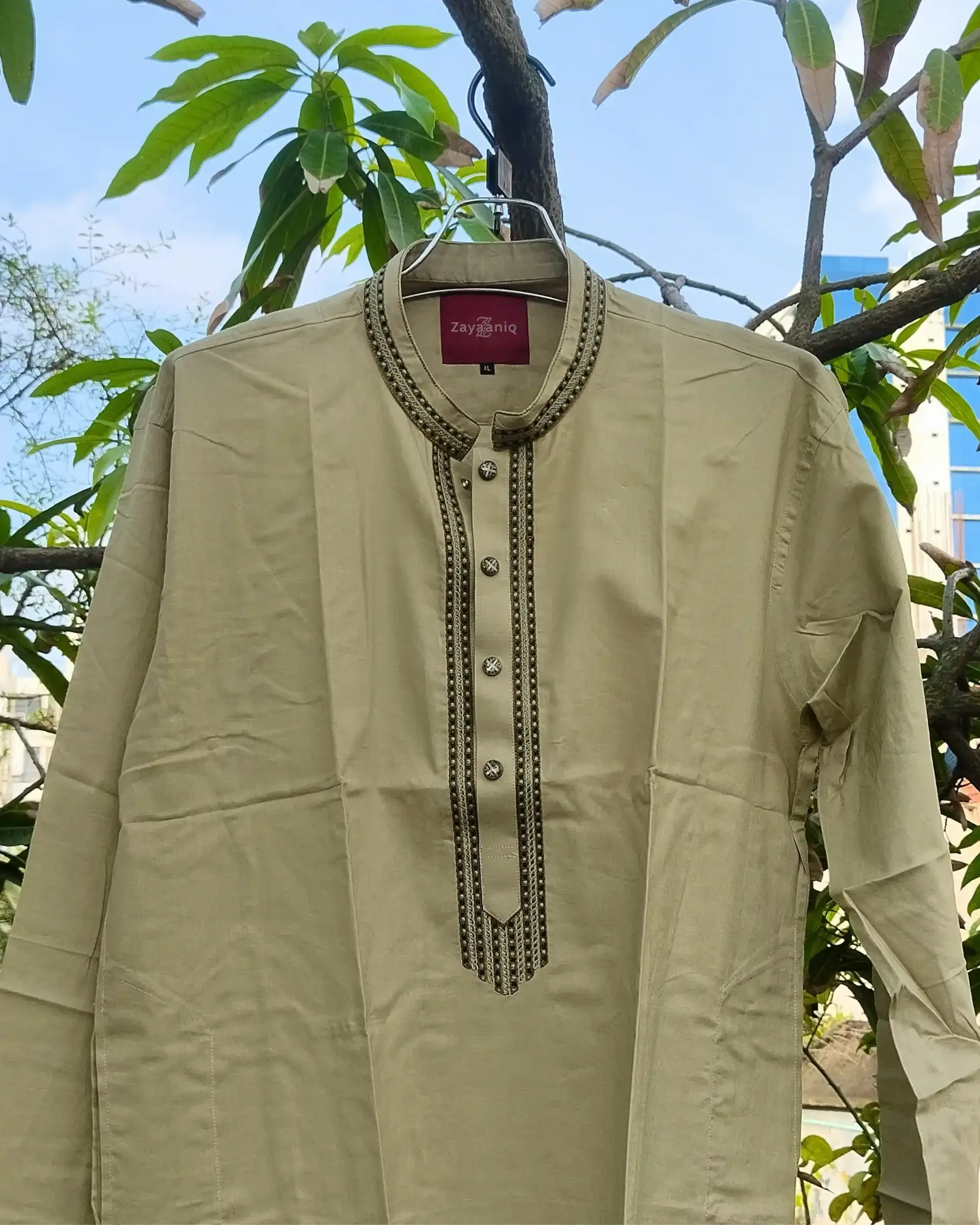 Beige Gold Embroidered