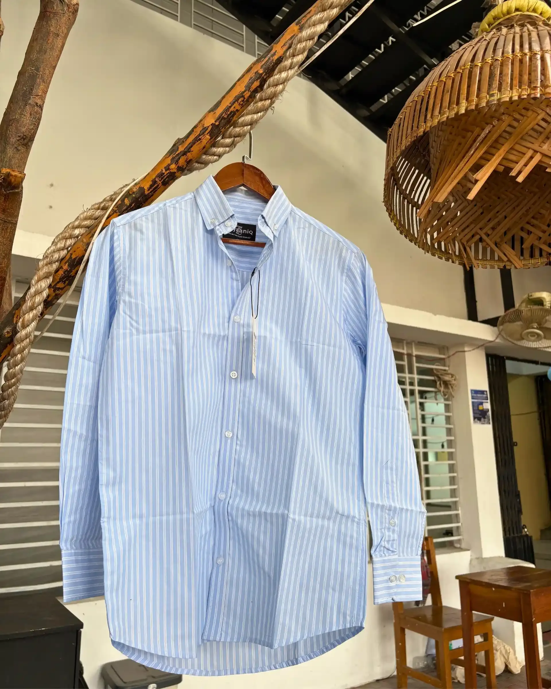 Sky Blue & White Double-Striped view 2