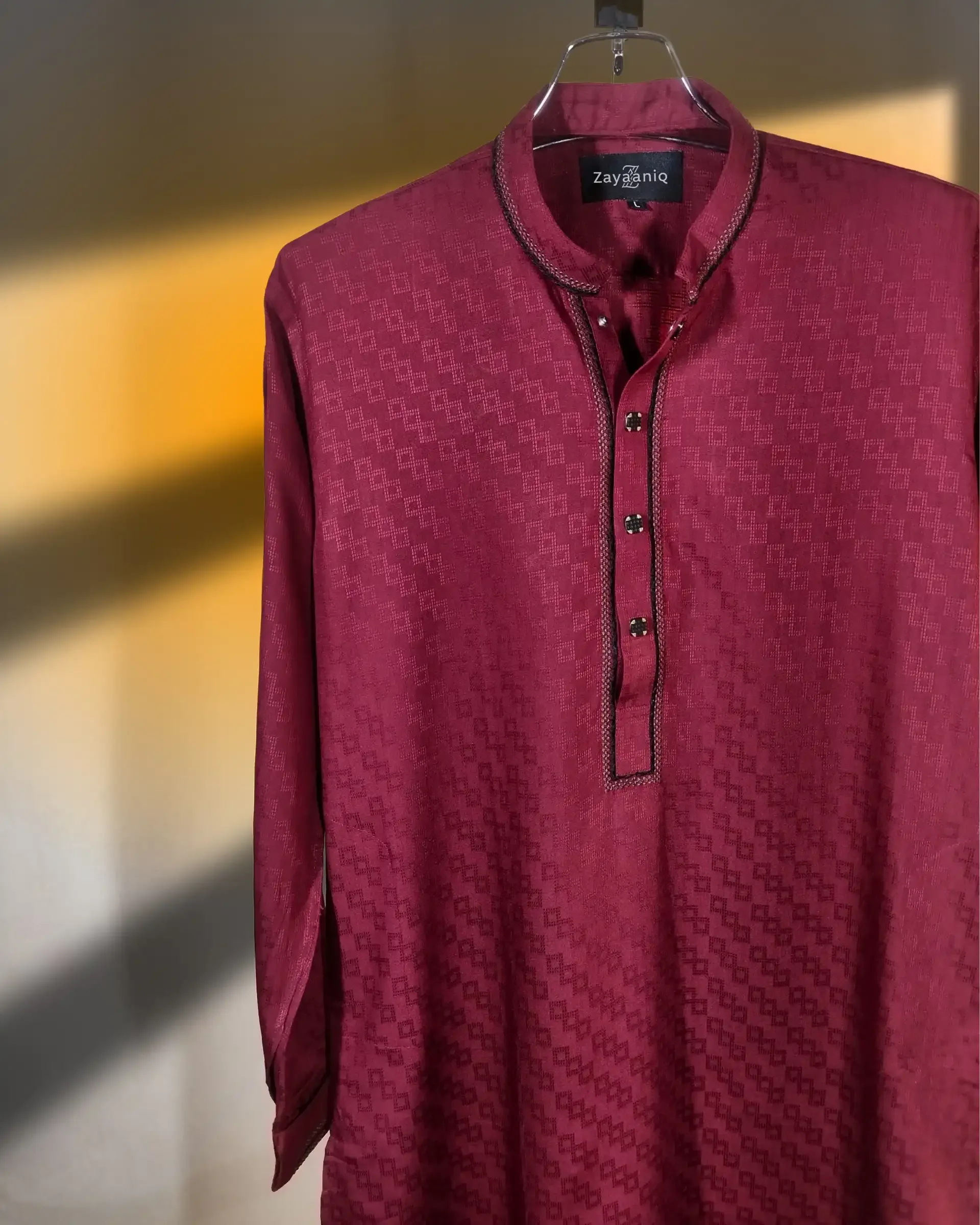 Crimson Maroon Jacquard Embroidered view 4