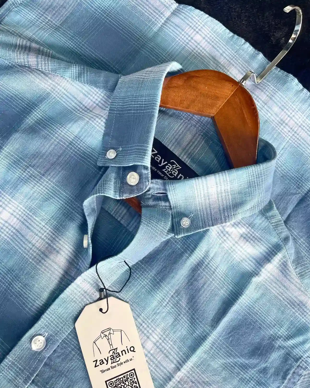 Soft Sky Blue Ombre Check view 3