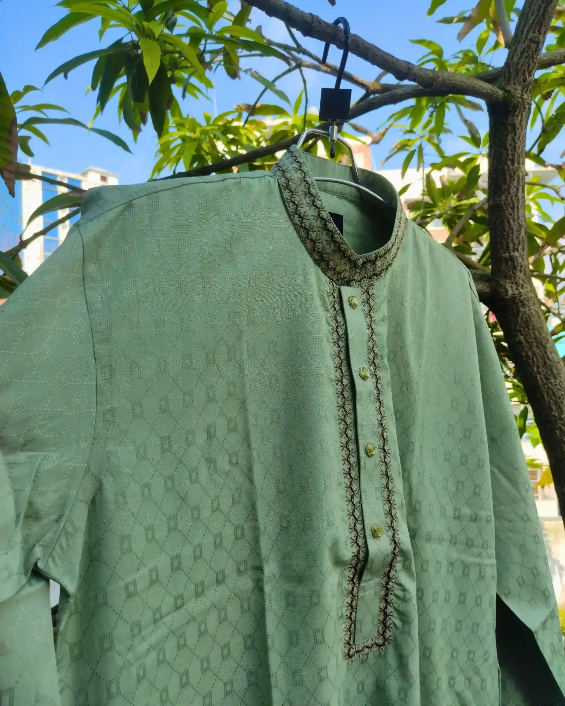 Mint Green Jacquard Embroidered view 4